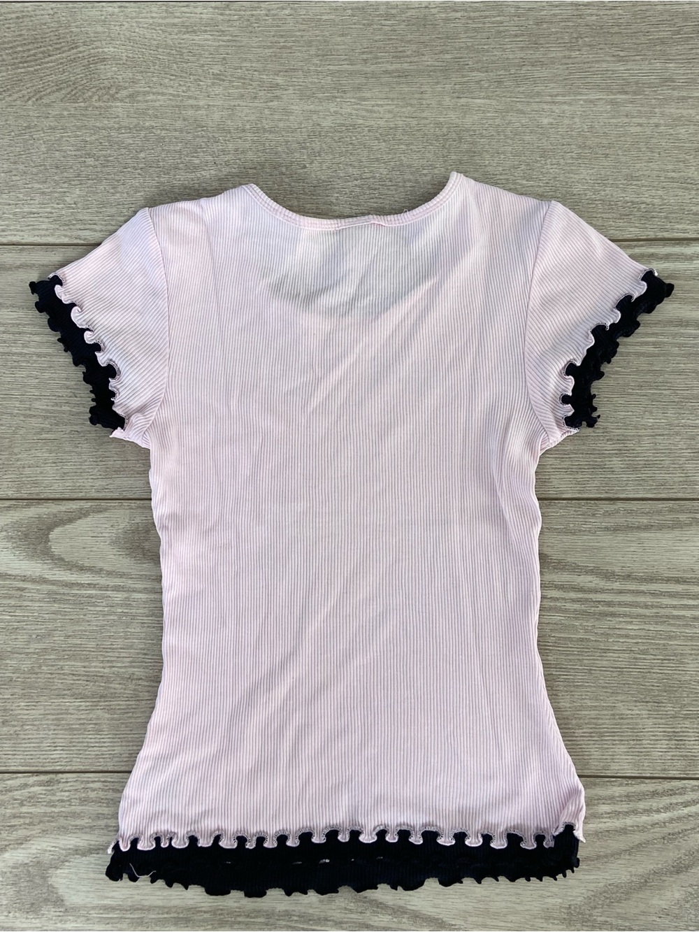 Kavio Girls' Pink Ruffle-Trim Ribbed Tee. - Picture 6 of 8